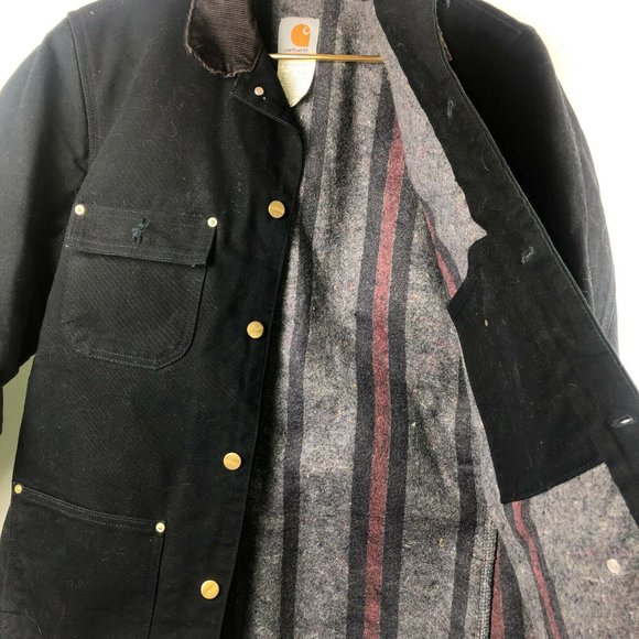 Carhartt Black Duck Chore Coat Blanket Lined - Picture 4 of 11